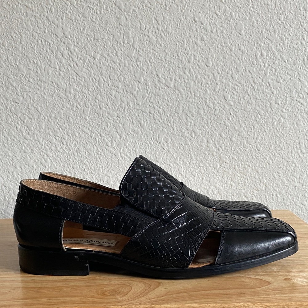Mario Morroni Black Woven Men's Loafers